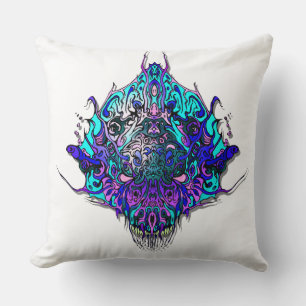 Alien Head - blue and purple Throw Pillow