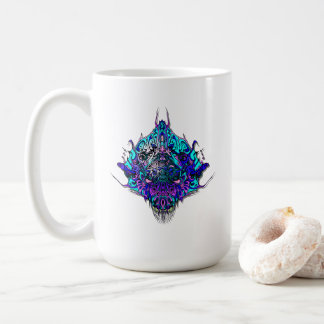 Alien Head blue and purple tribal design Coffee Mug