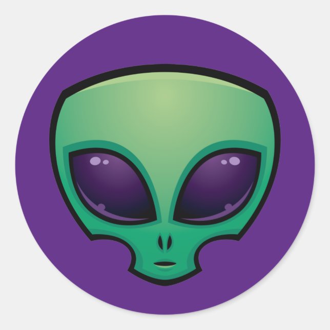 Alien Head Icon Classic Round Sticker (Front)