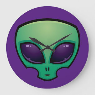 Alien Head Icon Large Clock