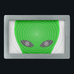 Alien Head Mind Control Rectangular Belt Buckle<br><div class="desc">Brain waves from an alien head.  Original cartoon design.</div>
