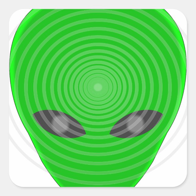 Alien Head Mind Control Square Sticker (Front)
