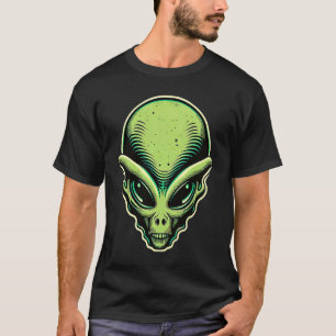 Alien Head Neon Green Vintage Sci Fi Pulp Art Styl T-Shirt