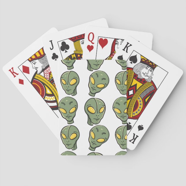 Alien Head Pattern Playing Cards (Back)
