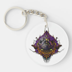 Alien Head - purple Keychain