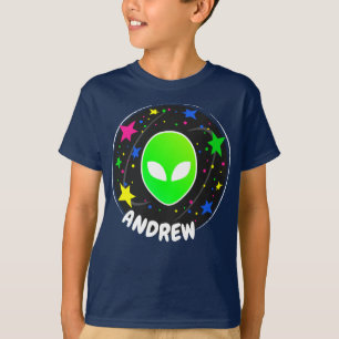 Alien Head Space Cool Planet Stars Galaxy Name T-Shirt