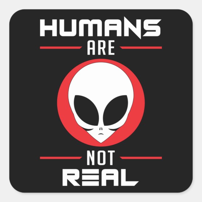 Alien Head Ufo Aliens Area 51 Space Funny Gift Square Sticker (Front)