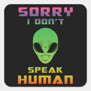 Alien Head Ufo Aliens Space Area 51 Funny Gift Square Sticker
