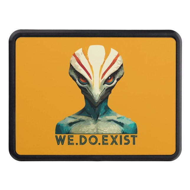 Alien Head - We Do Exist Trailer Hitch Cover (Front)