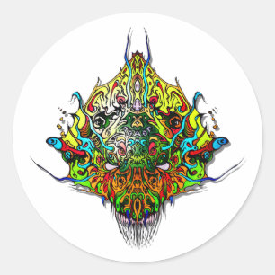 Alien Head - yellow Classic Round Sticker