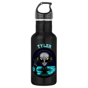 Alien Headphones giving Peace Sign Personalized 532 Ml Water Bottle