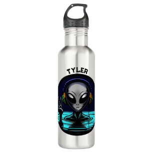 Alien Headphones giving Peace Sign Personalized 710 Ml Water Bottle