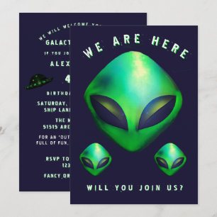 Alien Heads 40th Birthday Party Invitation