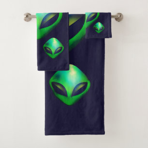 Alien Heads "We Are Here"  Bath Towel Set
