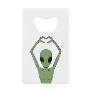 Alien Heart Pose Credit Card Bottle Opener