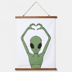 Alien Heart Pose Hanging Tapestry
