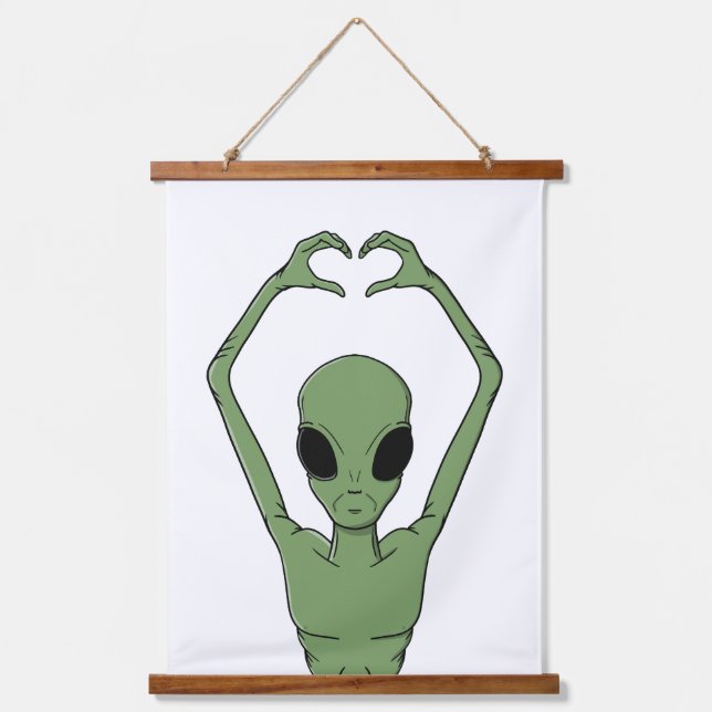 Alien Heart Pose Hanging Tapestry (Front)