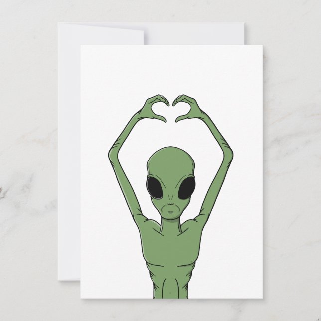 Alien Heart Pose Invitation (Front)
