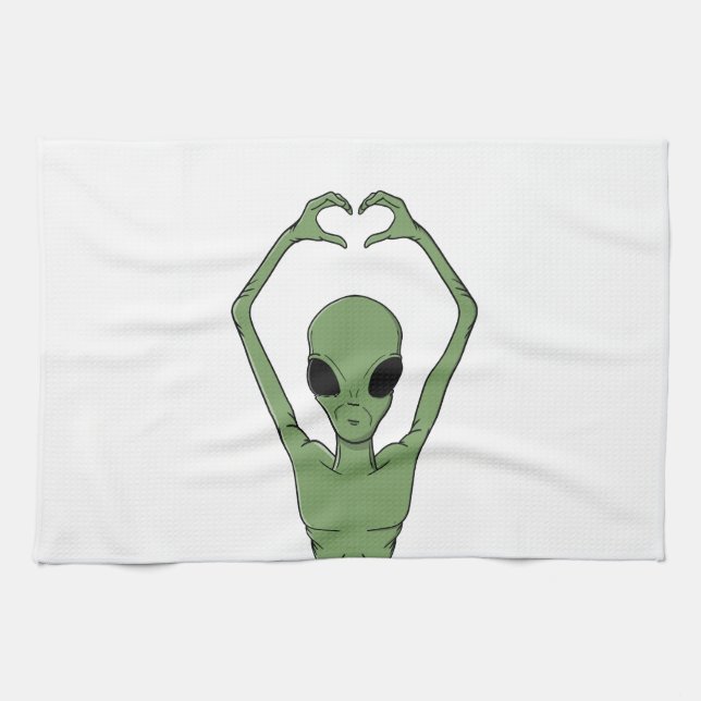 Alien Heart Pose Kitchen Towel (Horizontal)
