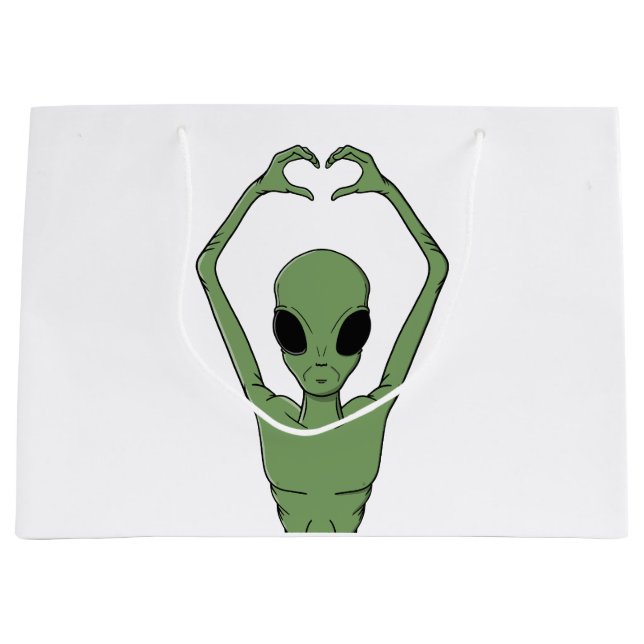 Alien Heart Pose Large Gift Bag (Front)
