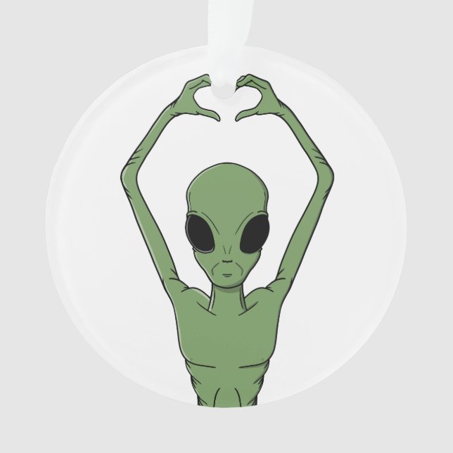 Alien Heart Pose Ornament (Front)