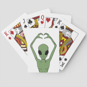 Alien Heart Pose Playing Cards