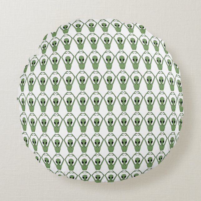 Alien Heart Pose Round Pillow (Front)