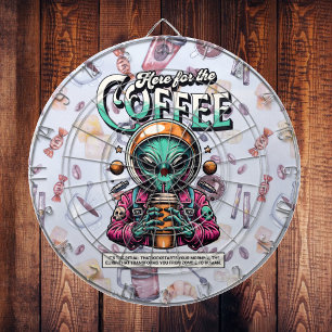 Alien Here for the Coffee Dartboard