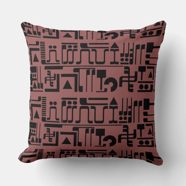 Alien Hieroglyphs Throw Pillow (Front)