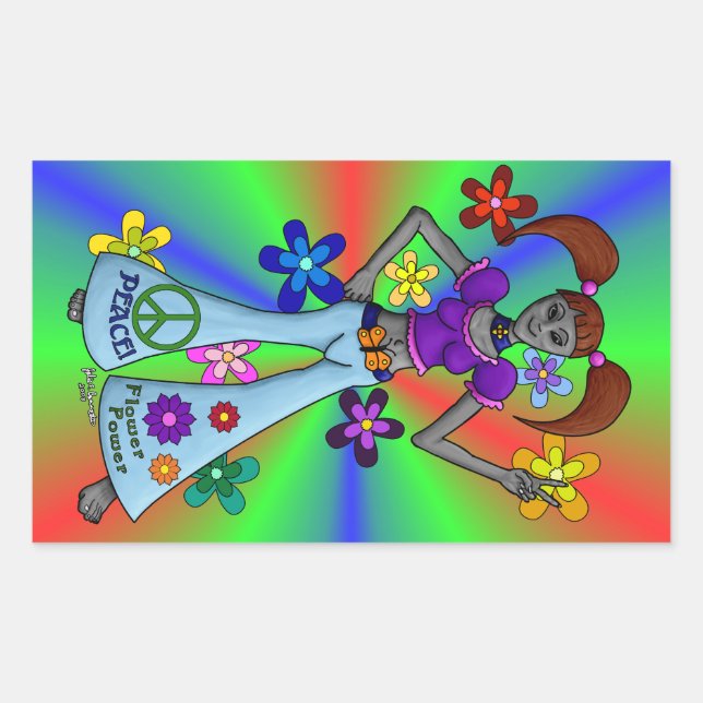 Alien Hippy Rectangular Sticker (Front)