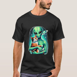 Alien Holding Calico Cat T-Shirt
