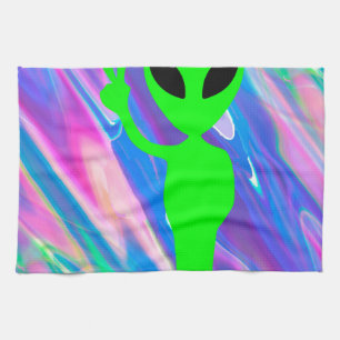 alien hologram kitchen towel