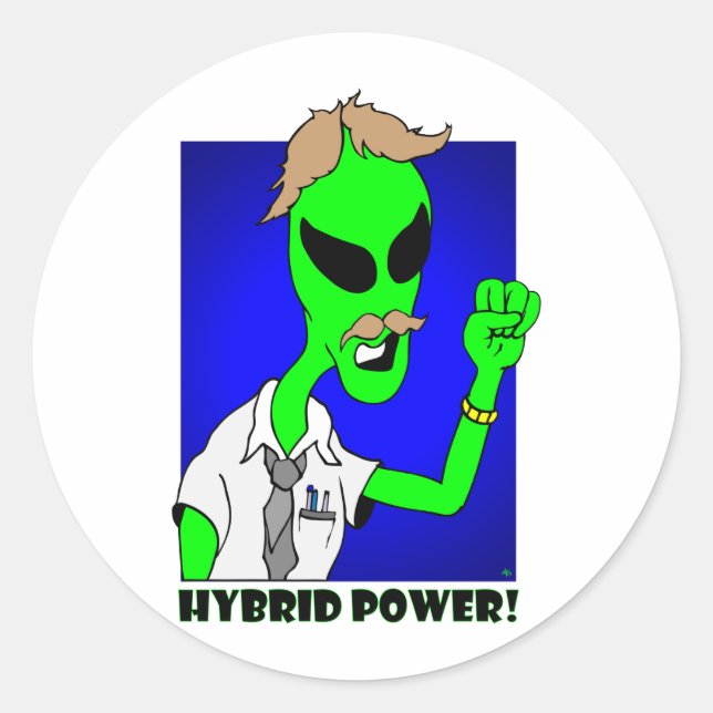 alien hybrid power classic round sticker (Front)
