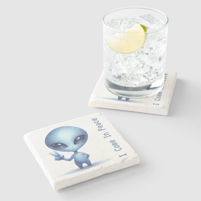 Alien – I Come In Peace   Stone Coaster (Side)