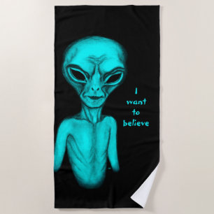 Alien , I want to believe Beach Towel