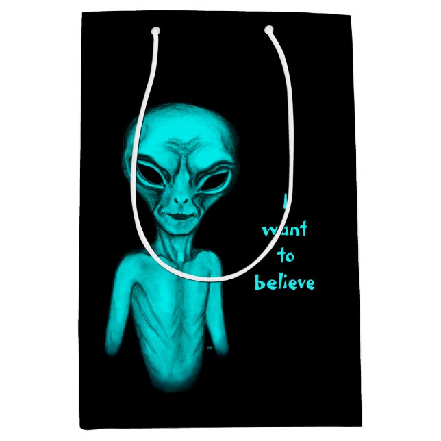 Alien , I want to believe Medium Gift Bag (Front)