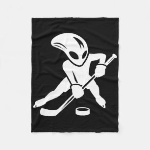 Alien Ice Hockey Player Cool Cartoon Fleece Blanket