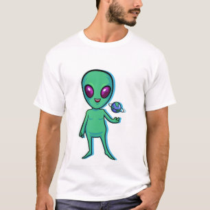 Alien icon funny cartoon character sketch T-Shirt