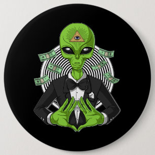 Alien Illuminati Conspiracy 6 Inch Round Button