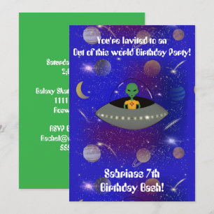 Alien in a Spaceship Wearing a New Mexico t-shirt Invitation