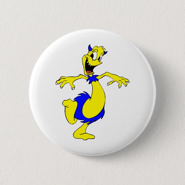 Alien in furry skirt 2 inch round button (Front)