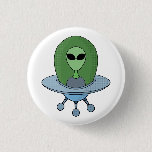Alien in his little spaceship 1 inch round button (Front)