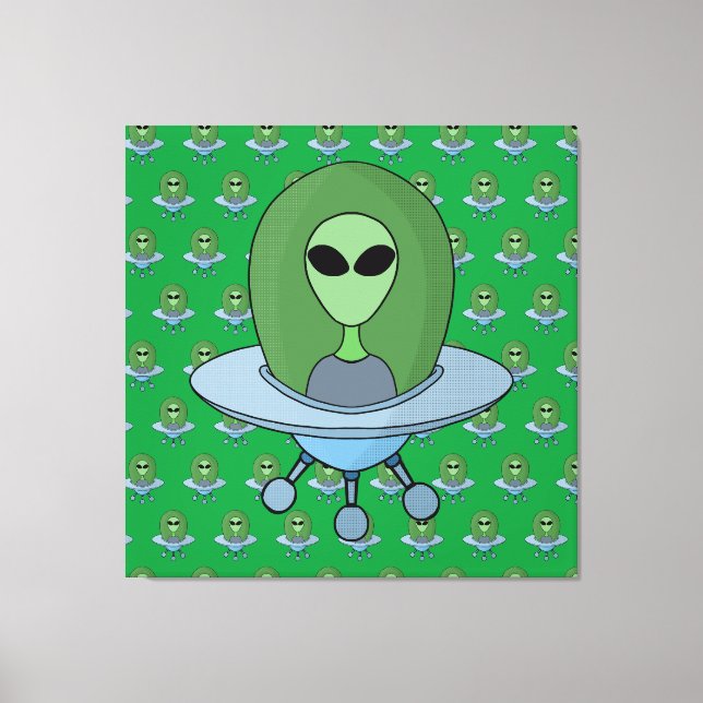 Alien in his little spaceship canvas print (Front)