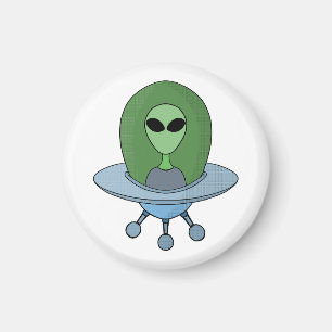Alien in his little spaceship magnet