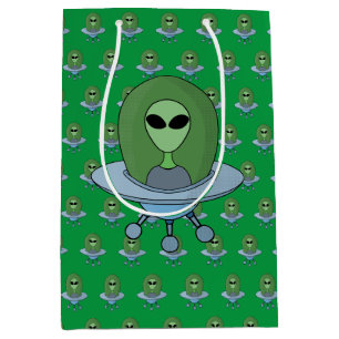 Alien in his little spaceship medium gift bag