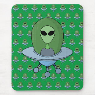 Alien in his little spaceship mouse pad