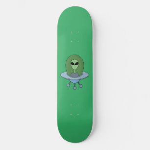 Alien in his little spaceship skateboard