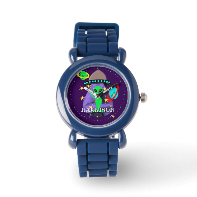 Alien In Outer Space fun Kids Personalized Watch (Front)
