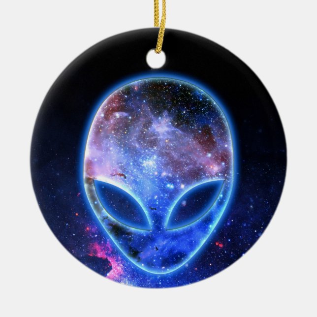 Alien in Space Ceramic Ornament (Front)