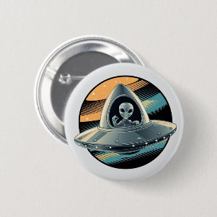 Alien in Spaceship 2 Inch Round Button